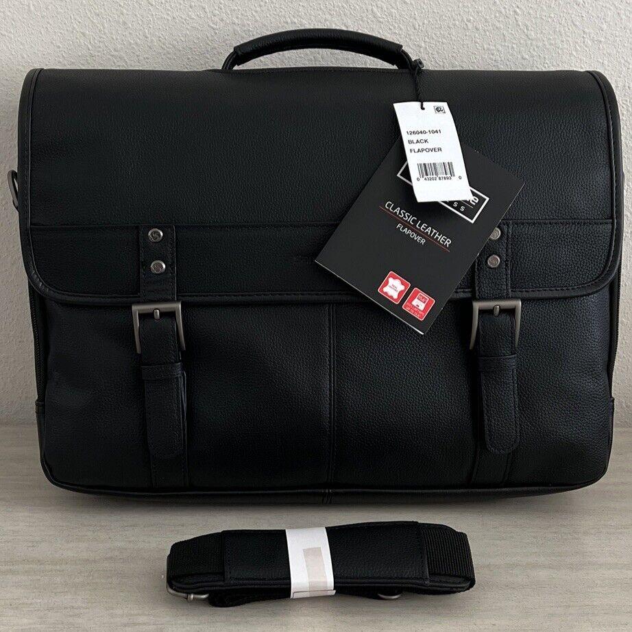 Samsonite Classic Leather Flapover Briefcase 15.6 Laptop Black 126040-1041