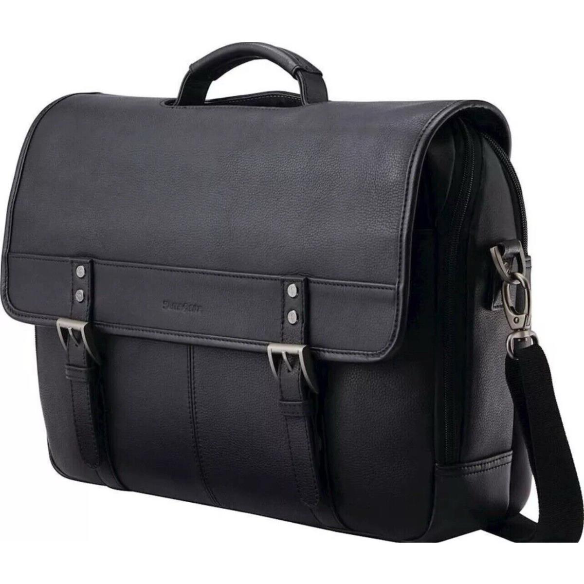 Samsonite Classic Leather Flapover Briefcase Bag One Size Black