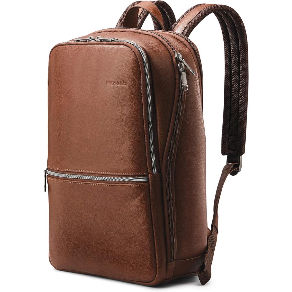 Samsonite Classic Leather Slim Backpack Cognac One Size