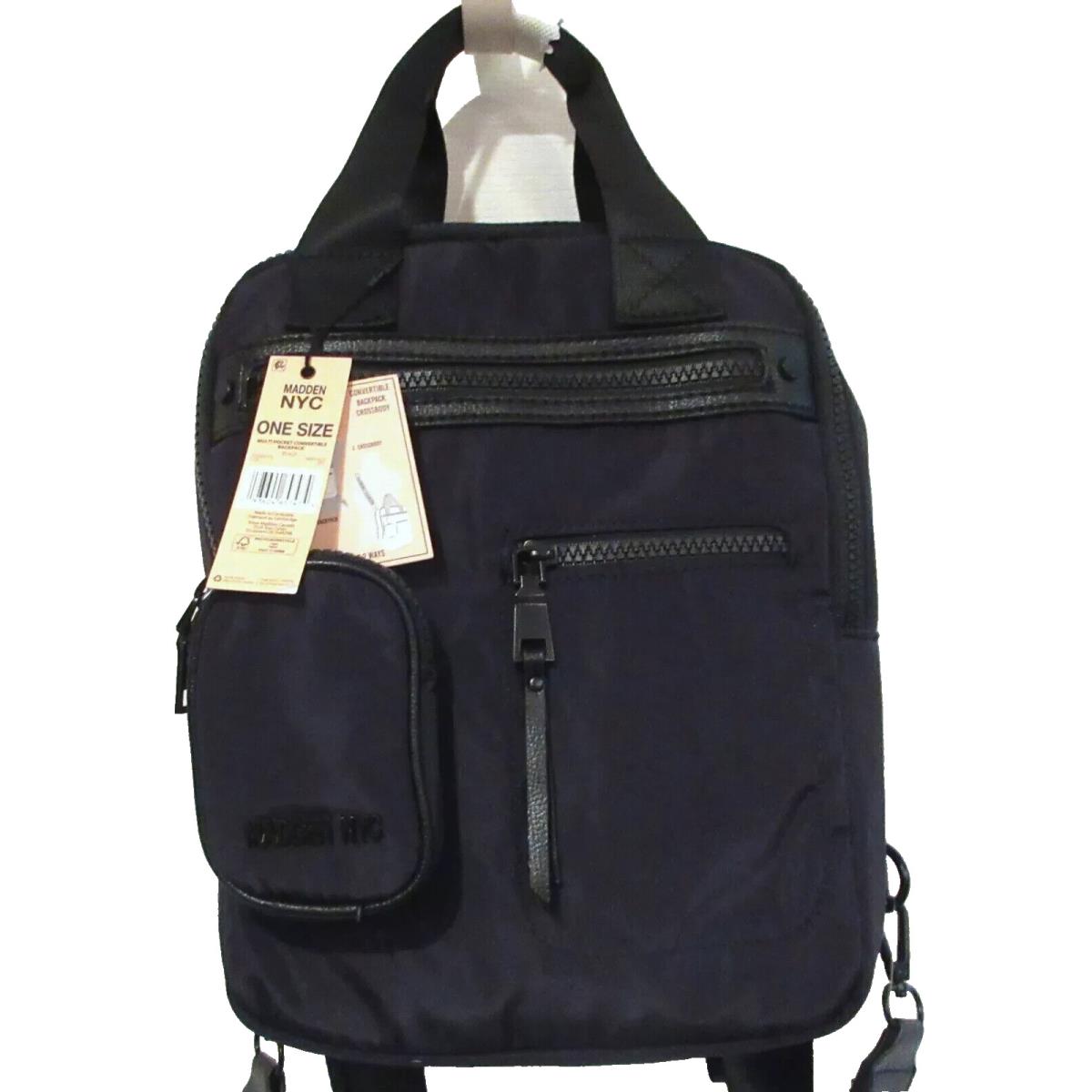 Samsonite Madden Nyc Black Multi Pocket Convertible Backpack Crossbody Bag