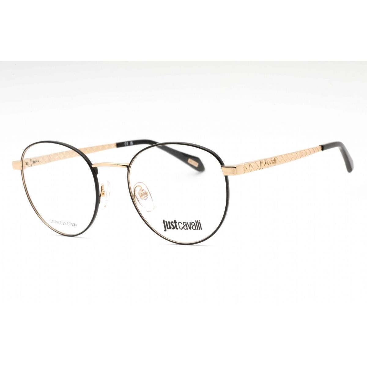 Just Cavalli Women`s Eyeglasses Black On Rose Gold Metal Round Frame VJC017 0301