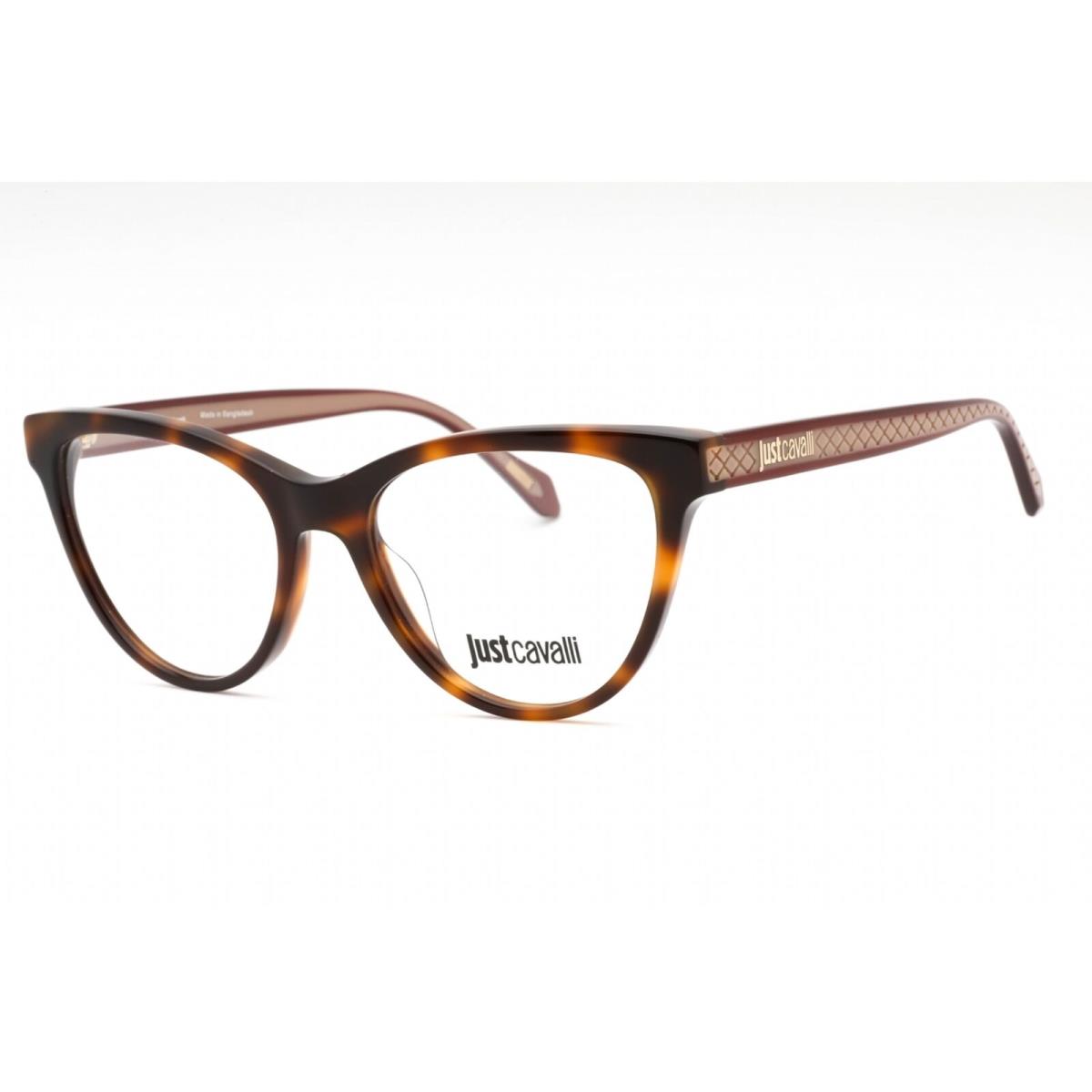 Just Cavalli Women`s Eyeglasses Brown Tortoise Plastic Cat Eye Frame VJC009 09AJ