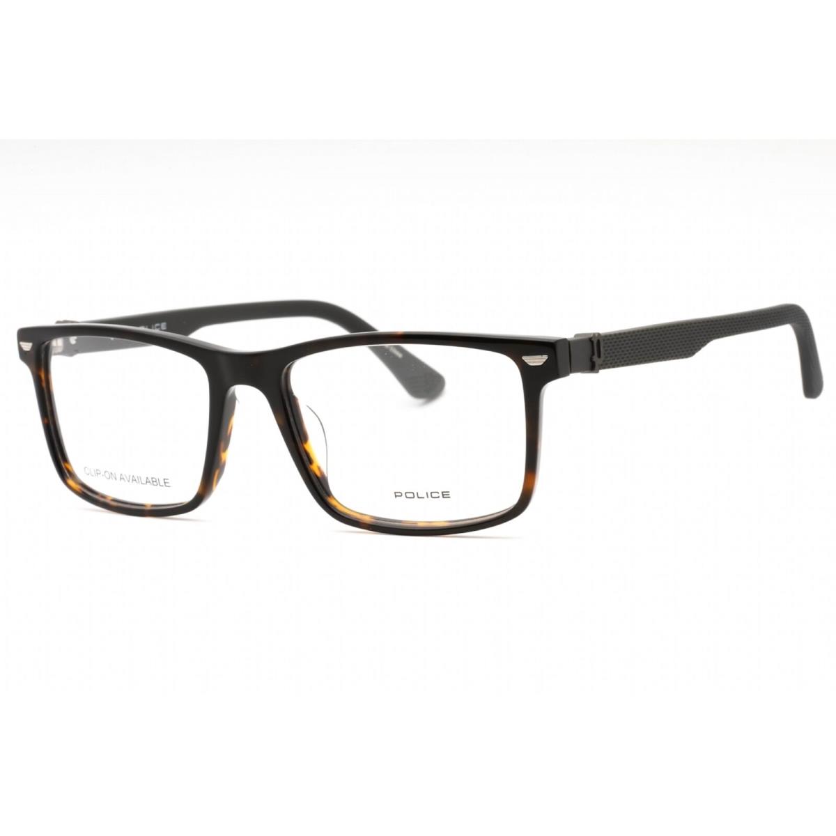 Police Men`s Eyeglasses Dark Tortoise Plastic Rectangular Full Rim VPLF74 0714