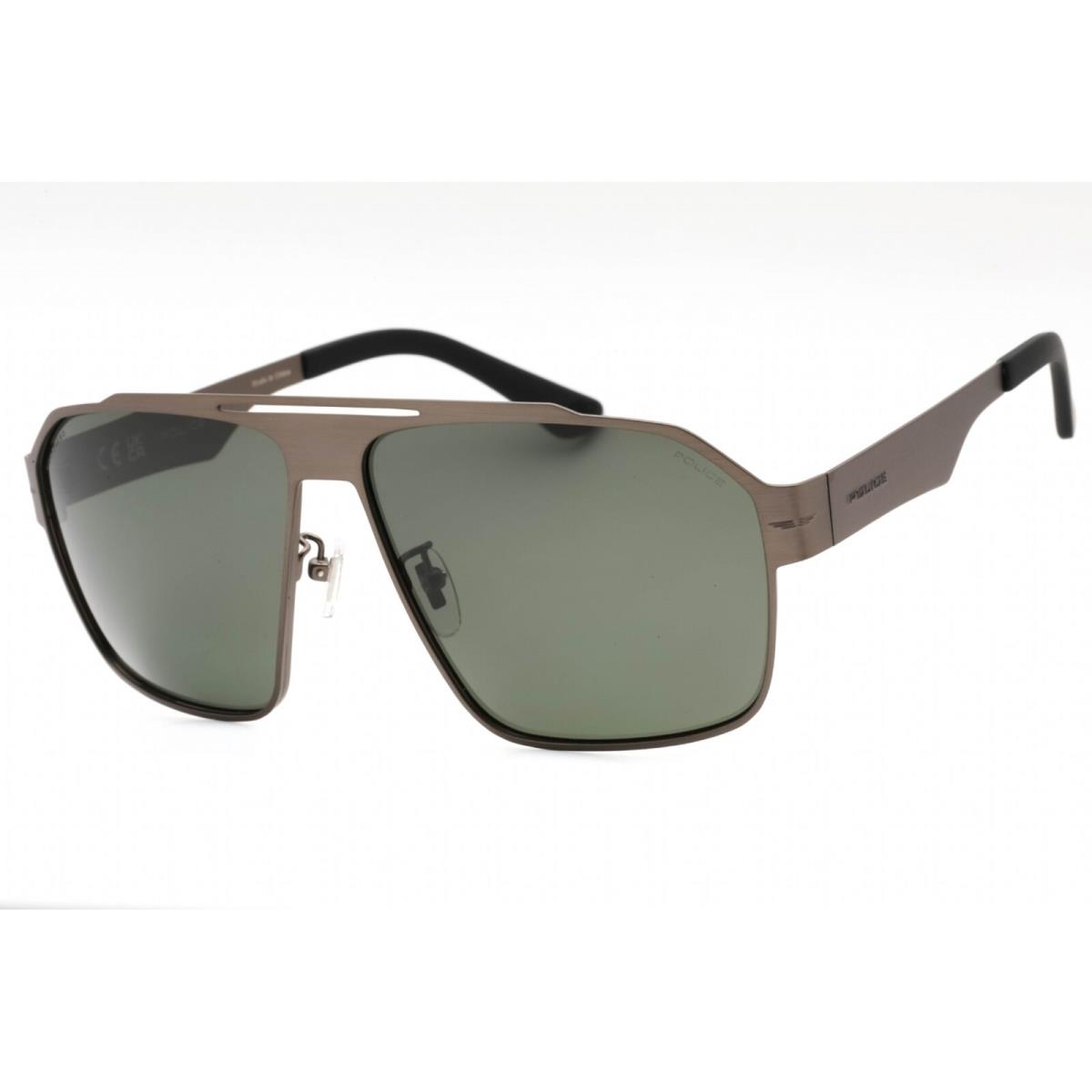 Police Men`s Sunglasses Brushed Gunmetal Metal Pilot Full Rim Frame SPLL08 I47P