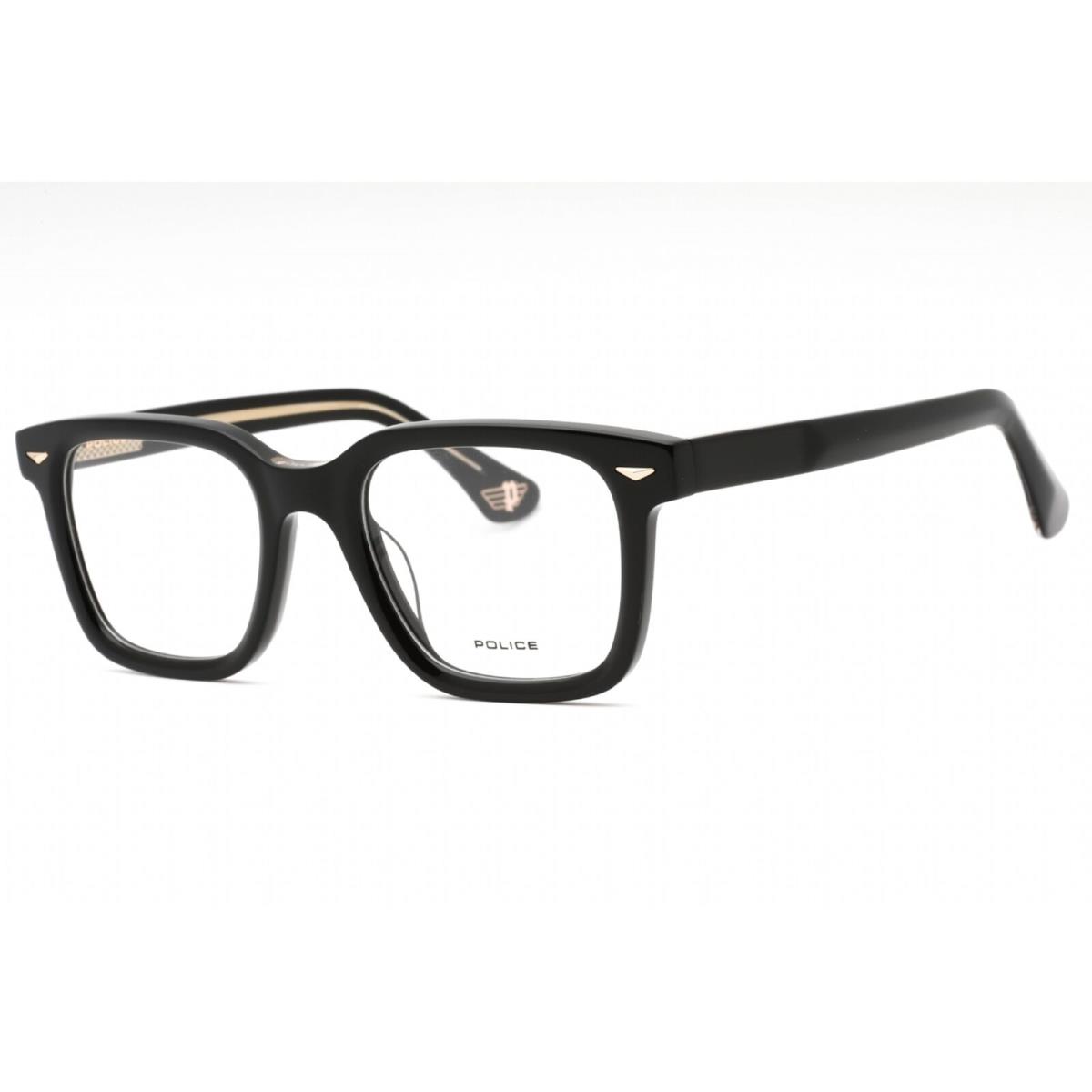 Police Men`s Eyeglasses Black Plastic Square Shape Frame Clear Lens VPLG80E 700V