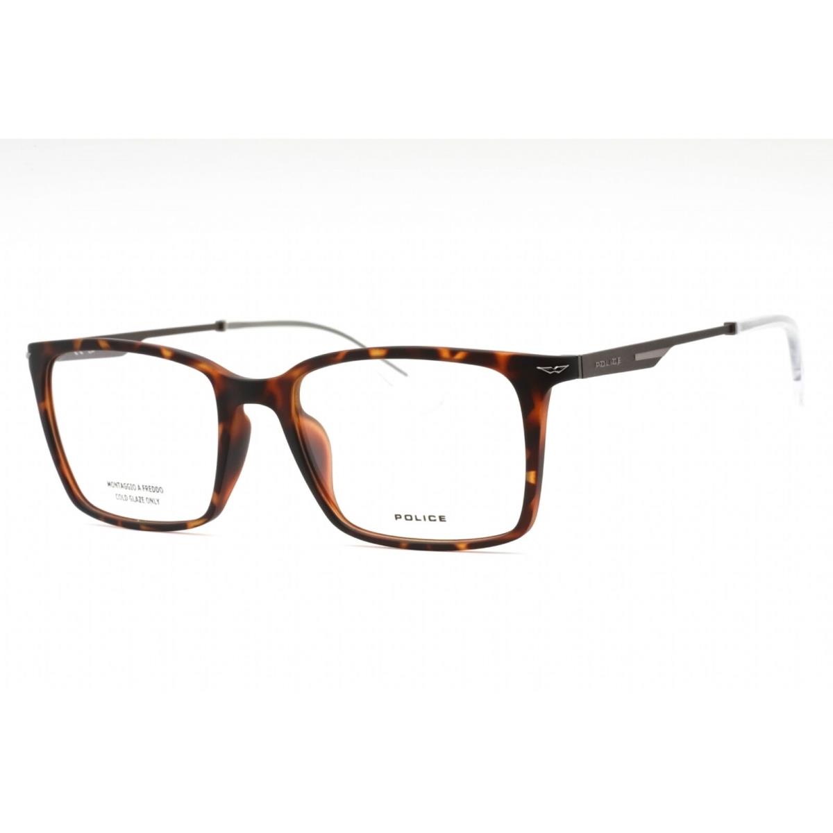 Police Men`s Eyeglasses Dark Tortoise Plastic Rectangular Full Rim VPLL62 0978