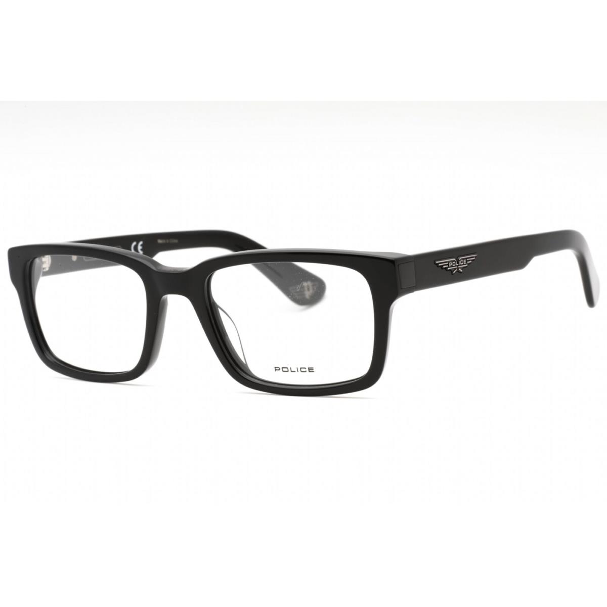 Police Men`s Eyeglasses Black Acetate Rectangular Full Rim Frame VPLE36 0700