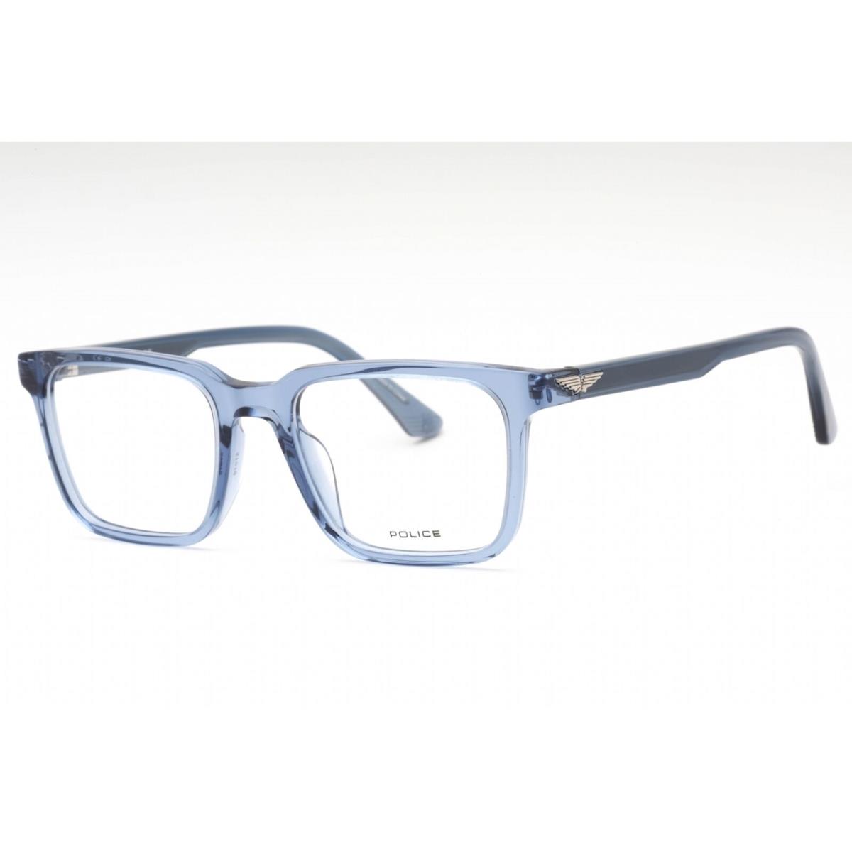 Police Eyeglasses Transparent Blue Rectangular Full Rim 51mm Frame VPLF76 0AGQ