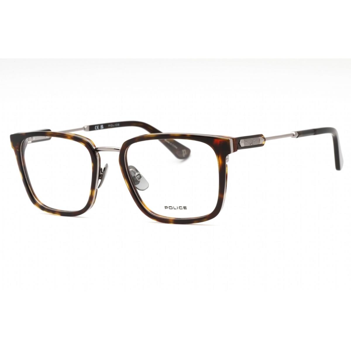 Police Men`s Eyeglasses Ruthenium Tortoise Metal Rectangular Frame VPLF09 0509