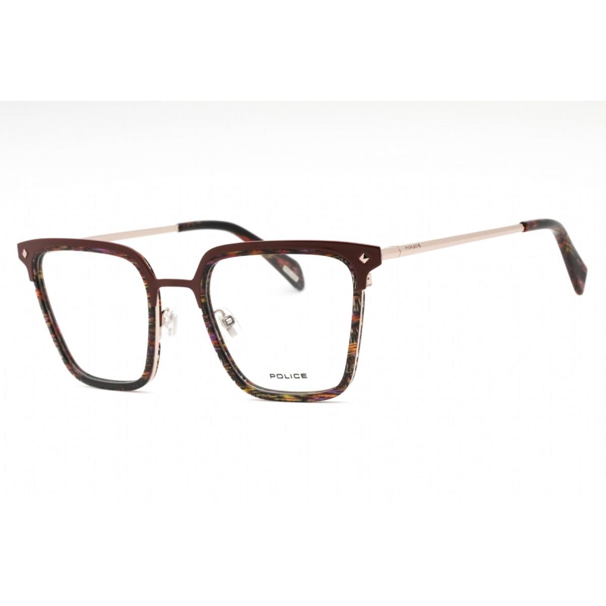 Police Men`s Eyeglasses Striped Brown Plastic Cat Eye Full Rim Frame VPLG25 0K99