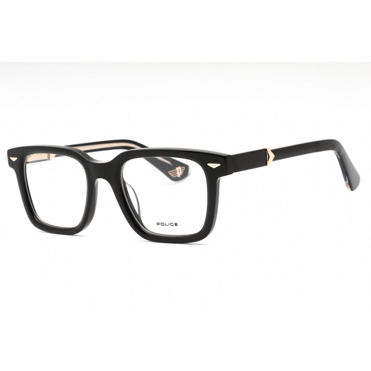 Police Men`s Eyeglasses Shiny Black Plastic Square Full Rim Frame VPLG80 0700