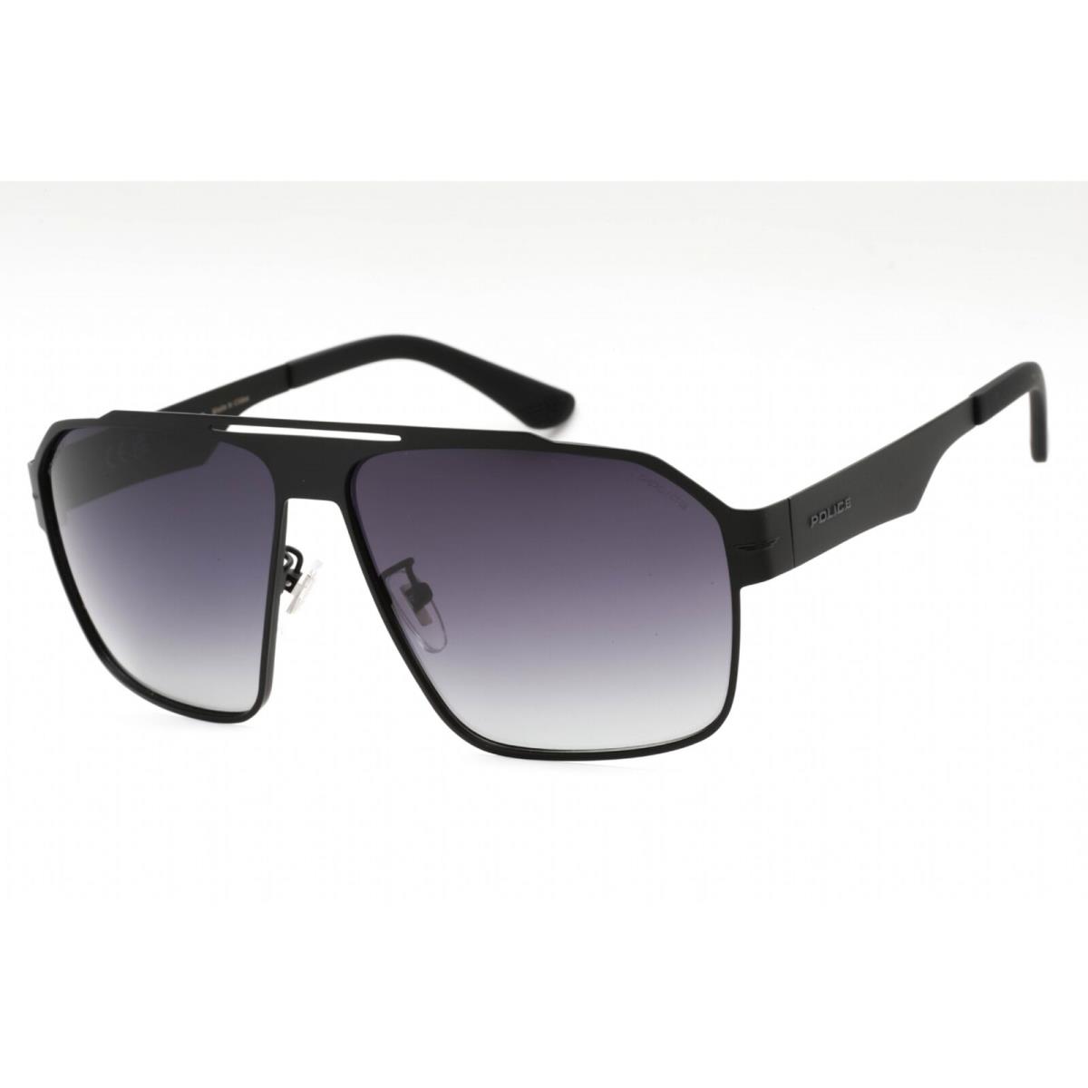 Police Men`s Sunglasses Shiny Black Metal Pilot Shape Full Rim Frame SPLL08 530P