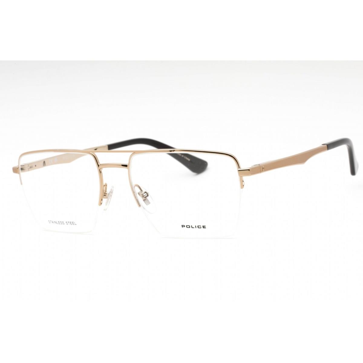 Police Men`s Eyeglasses Bronze Brown Metal Rectangular Shape Frame VPLG71 08FE