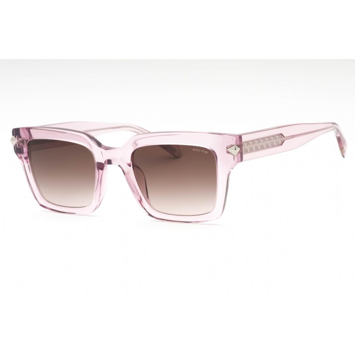 Police Women`s Sunglasses Transparent Pink Plastic Square Full Rim SPLF32 06MH