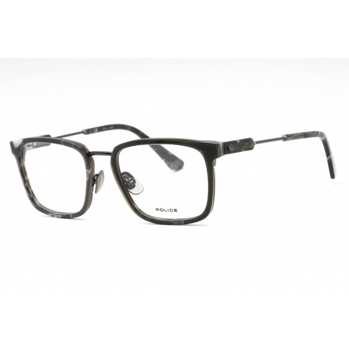 Police Men`s Eyeglasses Grey Tortoise Metal Rectangular Full Rim VPLF09 0568