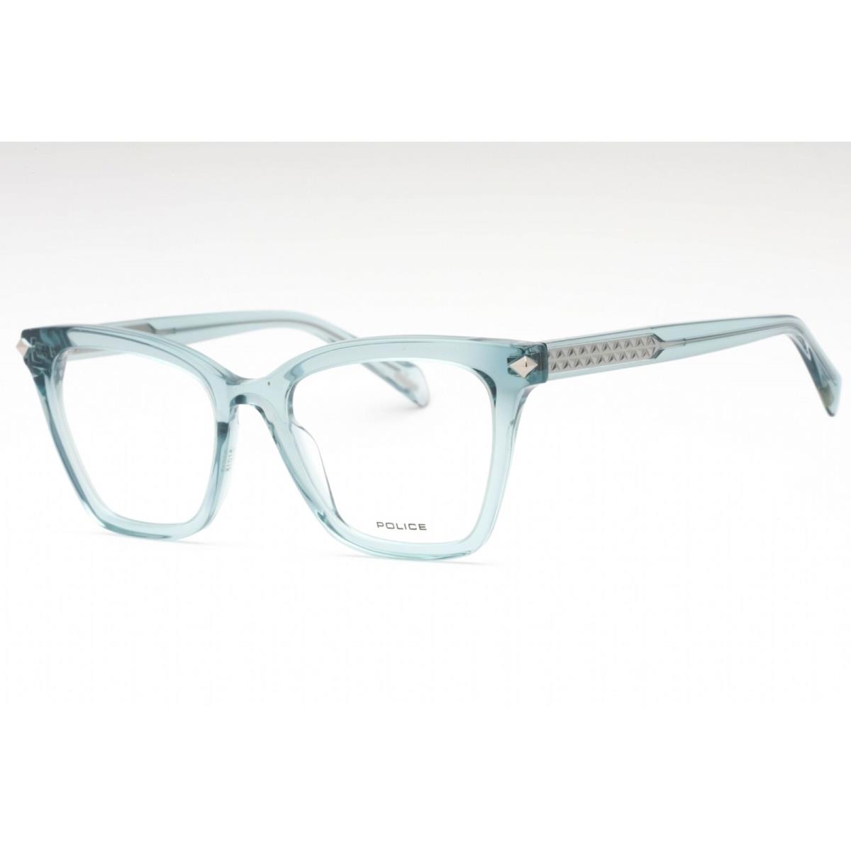 Police Women`s Eyeglasses Transparent Blue Plastic Cat Eye Frame VPLF29 06RL