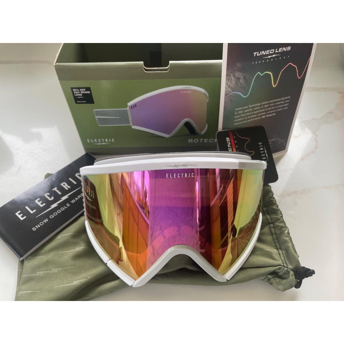 Electric Roteck Ski Goggles Static White/coyote Pink Vlt 33%