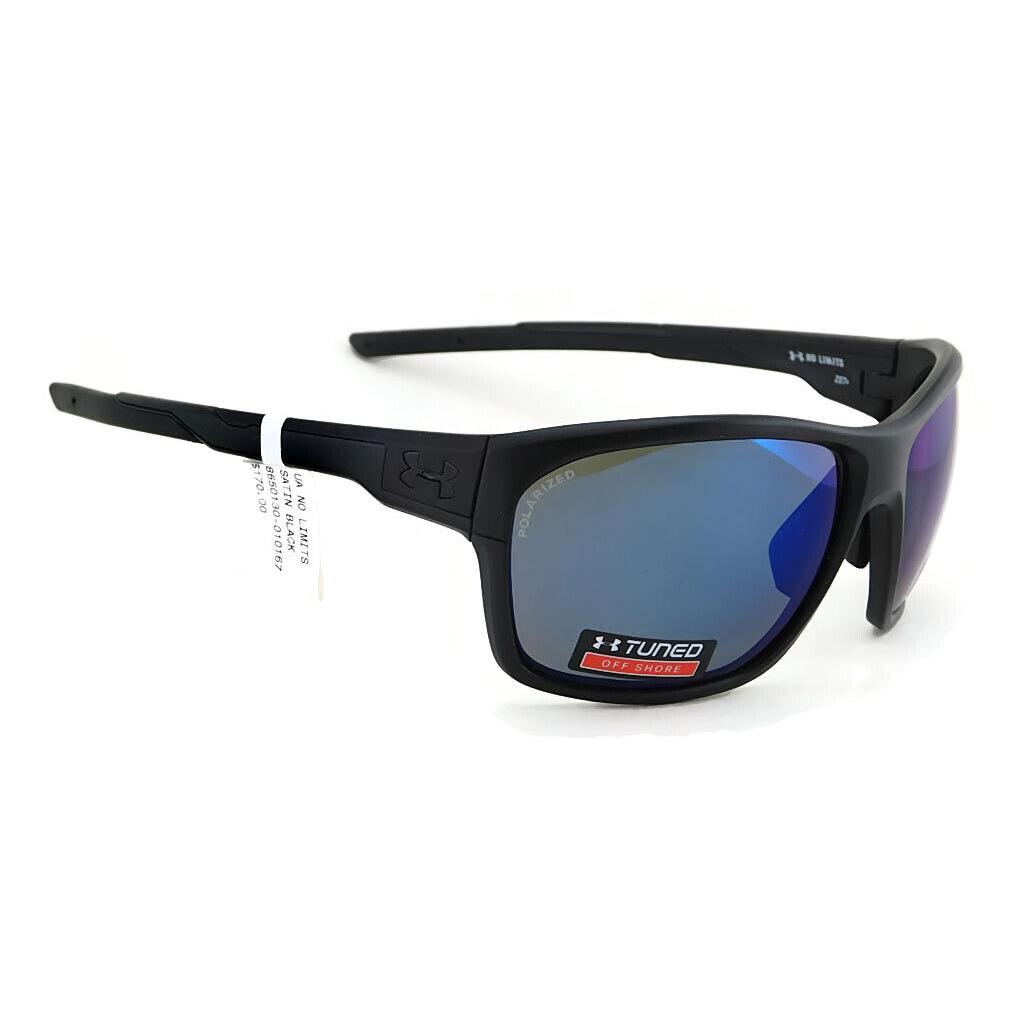 Under Armour NO Limits Polarized Sunglasses Satin Black / Offshore Blue Lens - Frame: Satin Black / Black, Lens: Offshore Tuned Polarized (Grey w/ Blue Mirror)