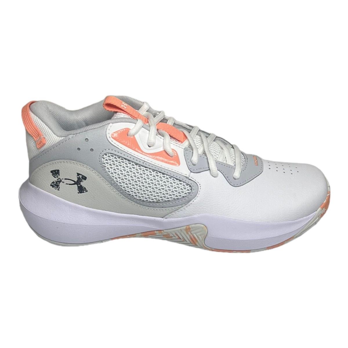 Under Armour Lockdown 6 Basketball Shoes Unisex White Peach Size M 10 W 11.5