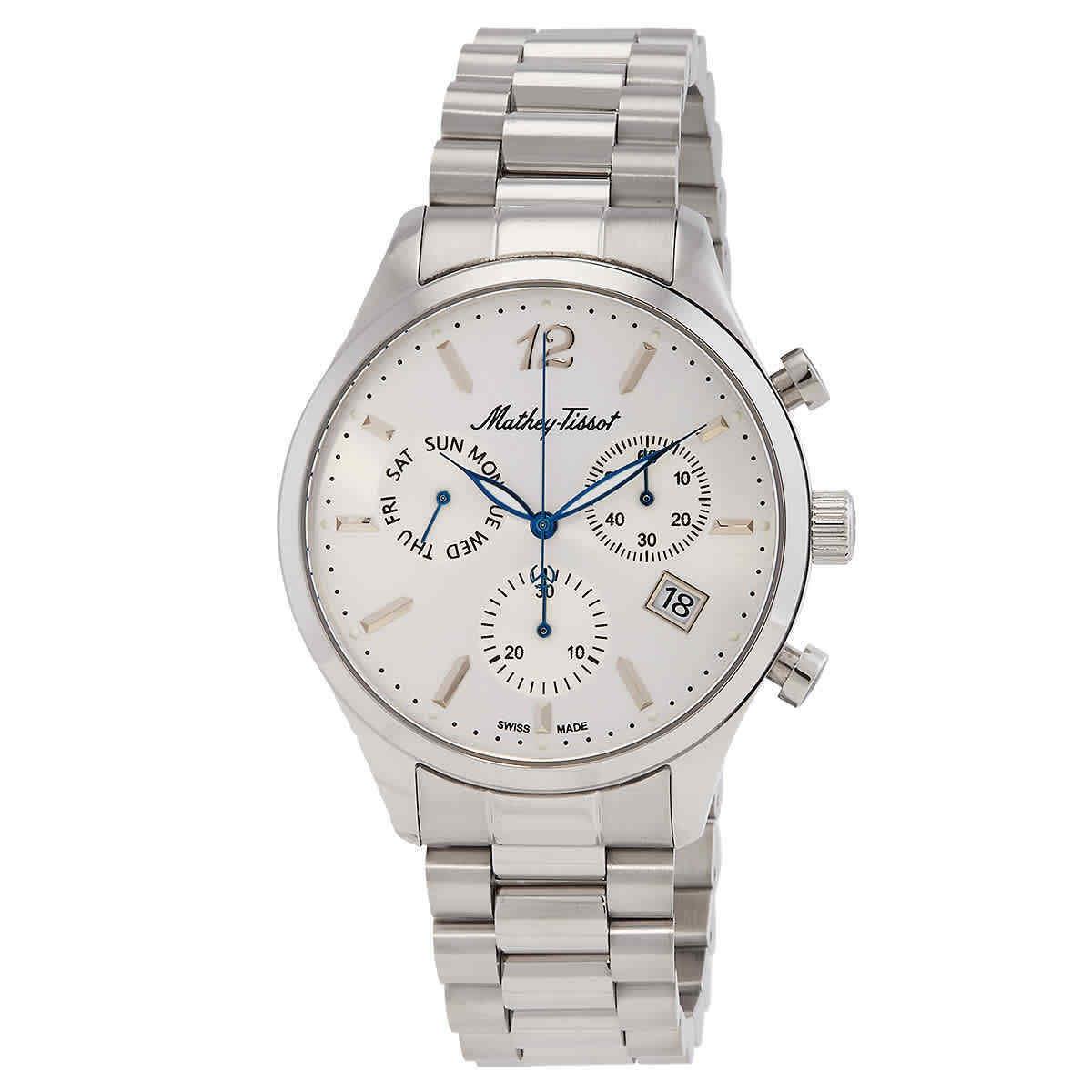 Mathey-tissot Urban Chrono Chronograph Quartz Silver Dial Men`s Watch H411CHAS - Dial: Silver-tone, Band: Silver-tone, Bezel: Silver-tone