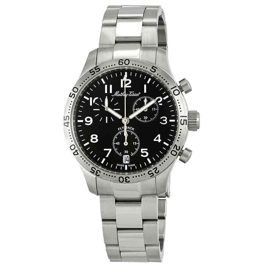 Mathey-tissot Flyback Type 21 Chronograph Black Dial Men`s Watch H1821CHANG - Dial: Black, Band: Silver-tone, Bezel: Silver-tone