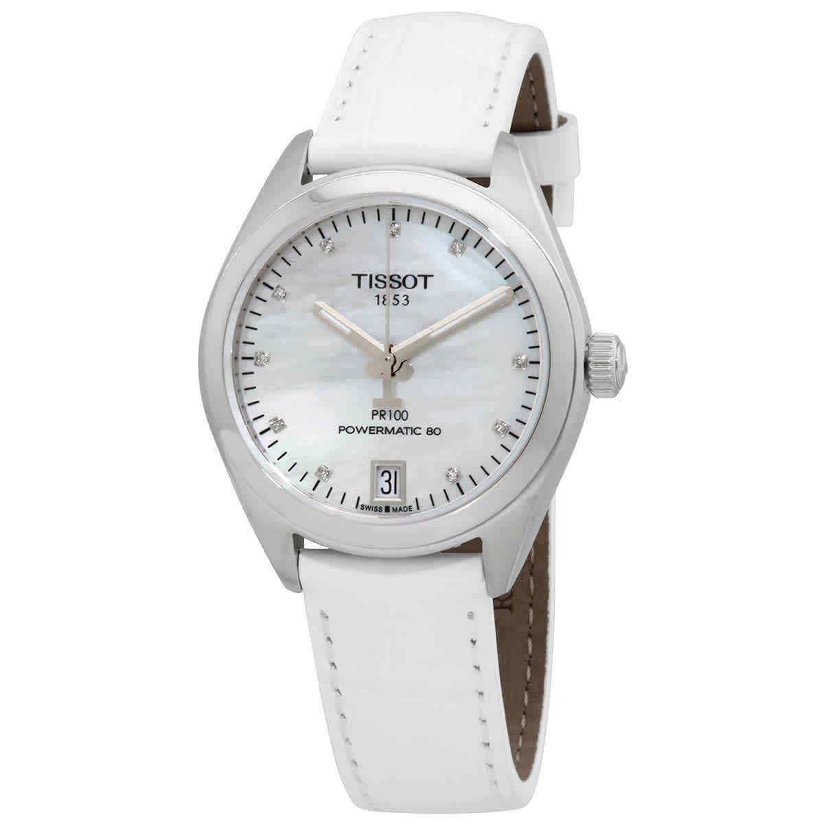 Tissot PR 100 Automatic Diamond White Mop Dial Ladies Watch T1012071611600