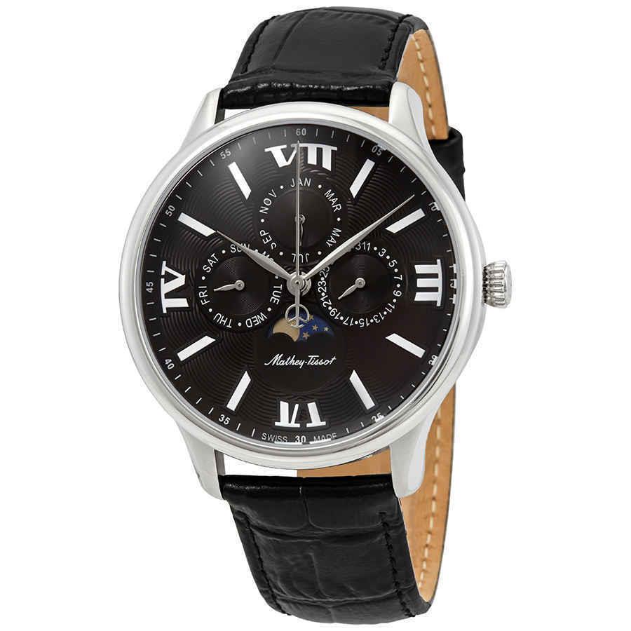 Mathey-tissot Edmond Moon Phase Black Dial Men`s Watch H1886RAN