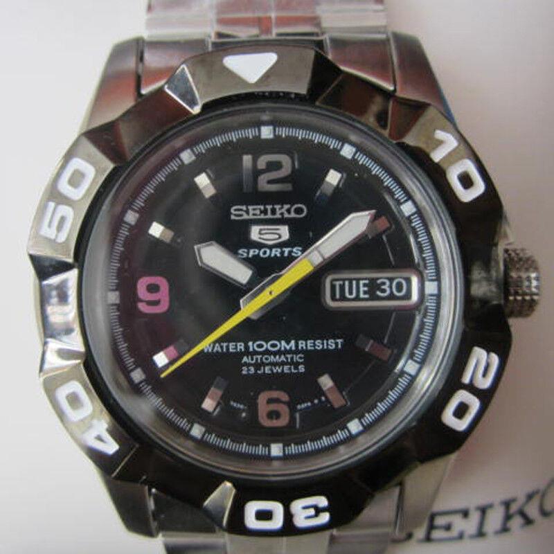 Seiko 5 Men`s Watch Automatic IP Black Rou All S/s Japan SNZE59K1