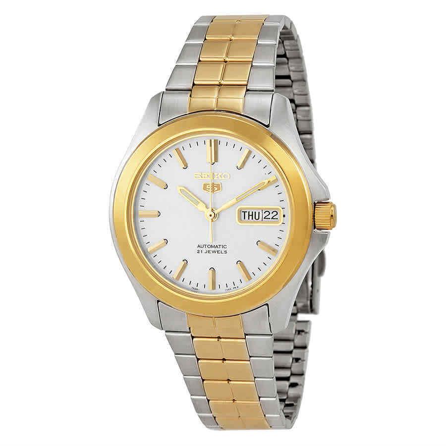 Seiko 5 Automatic Silver Dial Two-tone Men`s Watch SNKK94