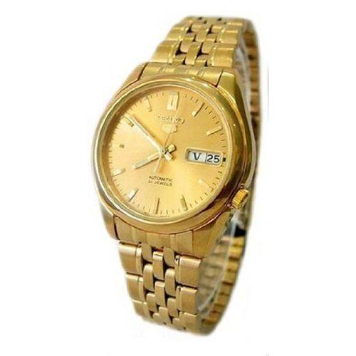 Seiko SNK366 Automatic Watch Men 5-7S Striking Gold-on-gold Day/date Steel