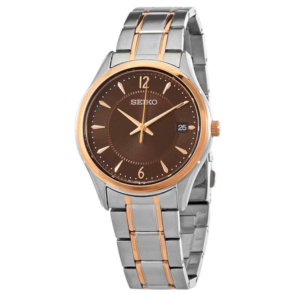 Seiko Sapphire Quartz Brown Dial Men`s Watch SUR470P1