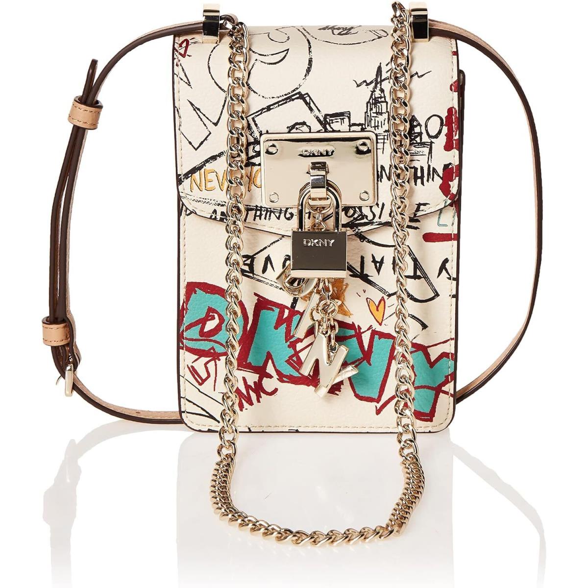 Dkny Womens Dkny Elissa N/s Phone Crossbody White Graffiti One Size US