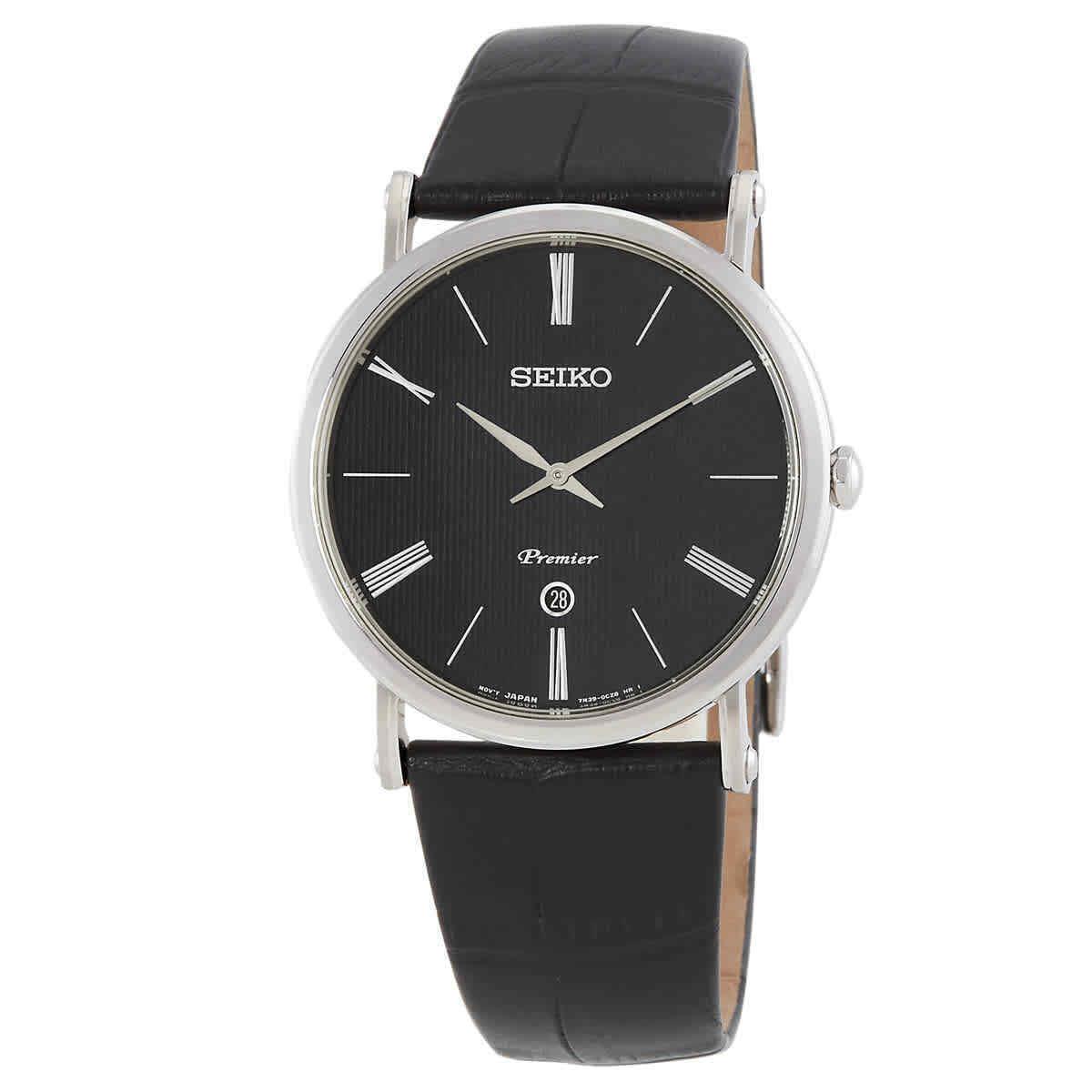 Seiko Premier Quartz Black Dial Men`s Watch SKP397P1