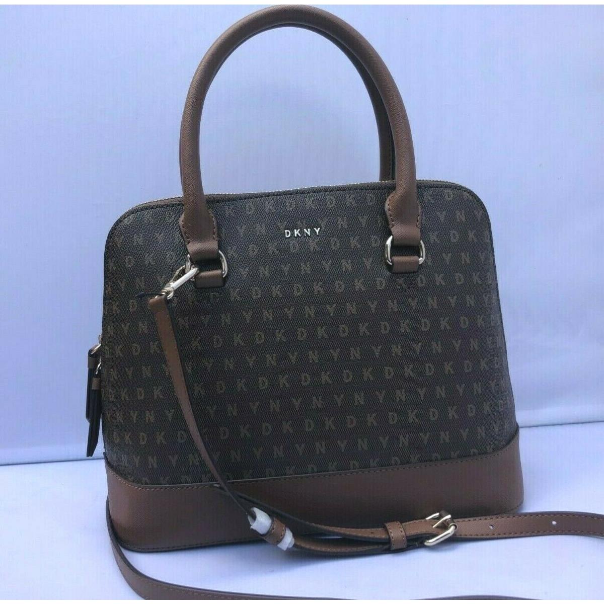 Dkny Bryant Dome Logo MD Round Satchel Bag Brown