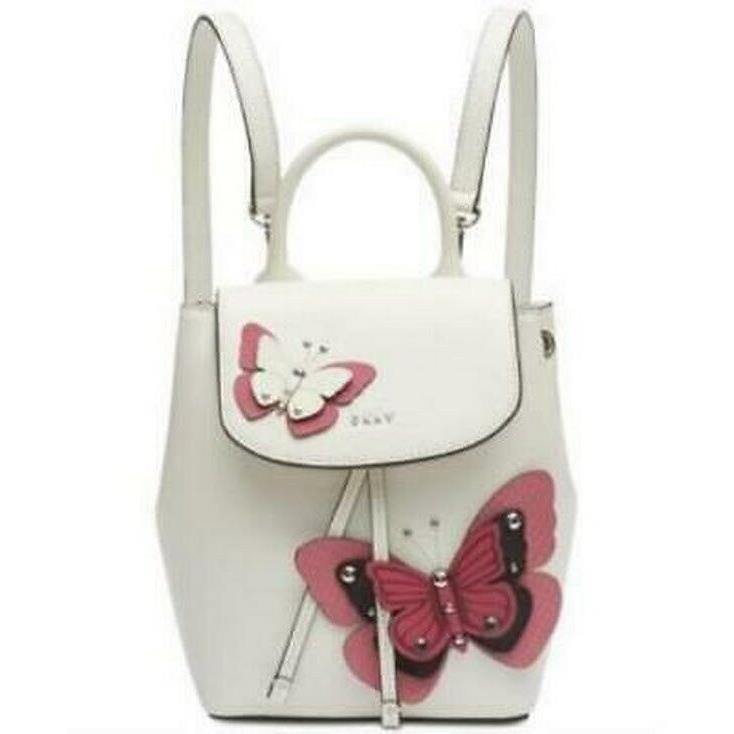 Dkny Lex Leather Butterfly Garden Backpack White/silver