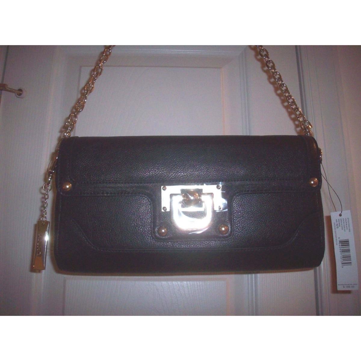 Dkny Vintage 763211602 Black Leather Shoulder Bag/clutch