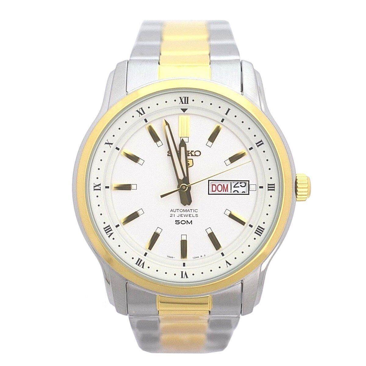 Seiko Series 5 Automatic White Dial Two-tone Men`s Watch SNKP14K1S