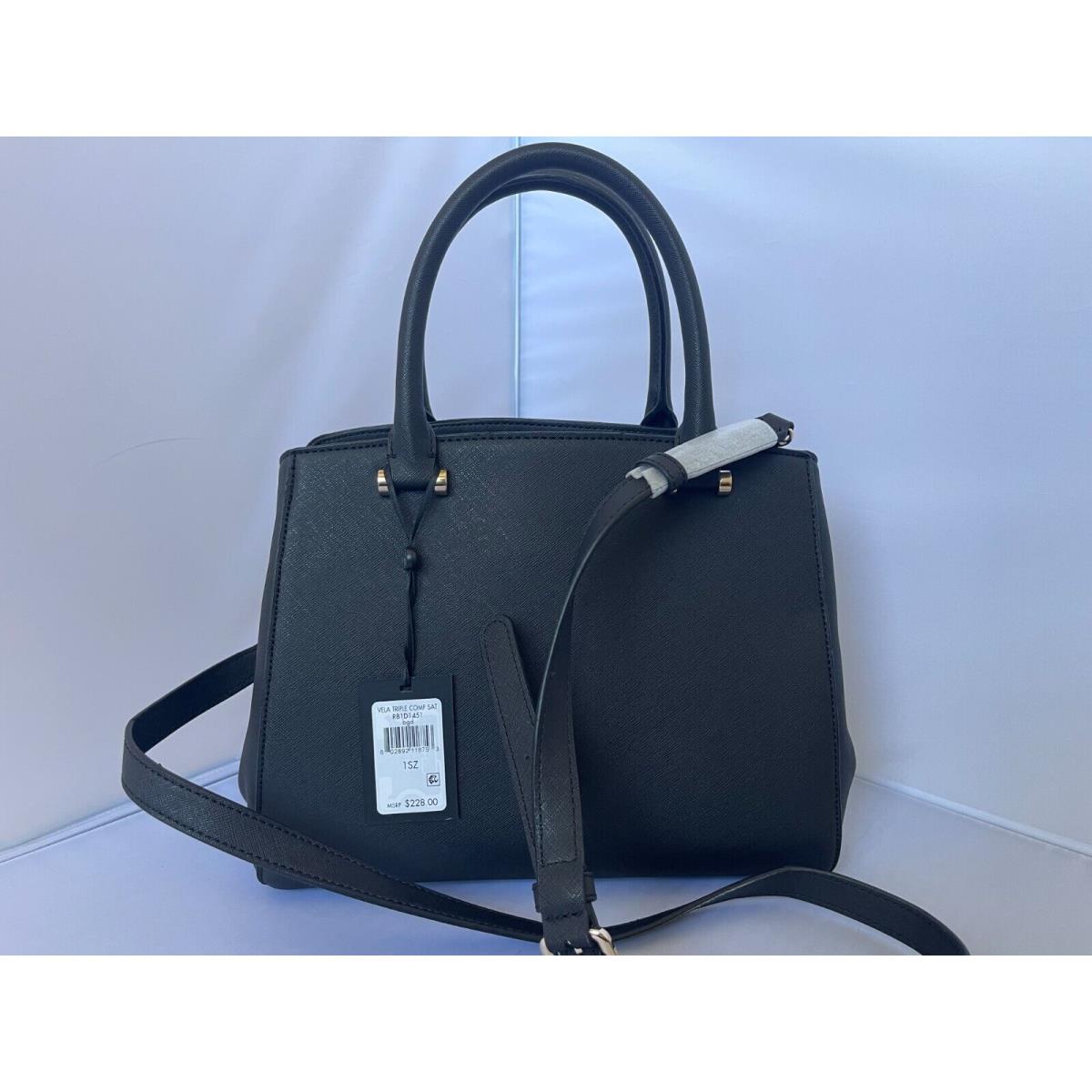 Dkny Vela Triple Comp Satchel Handbag Black