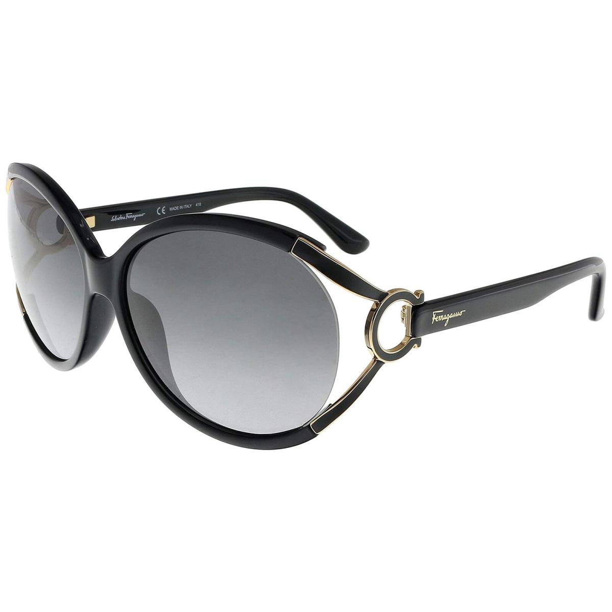 Salvatore Ferragamo Women`s Oval Oversize Sunglasses w/ Gradient Lens - SF600S Black (001)