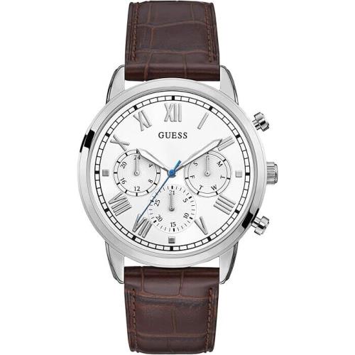 Guess GW0067G2 Men`s Hendrix Multifunction White Dial Leather Band Watch