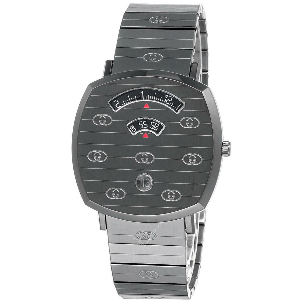 Gucci Grip 38MM Quartz SS Gg-engraved Grey Dial Unisex Watch YA157429