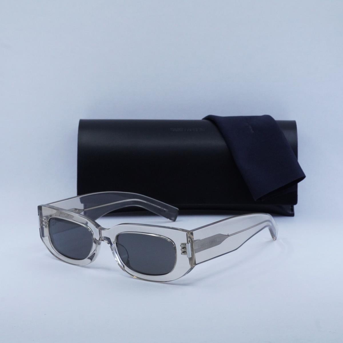 Saint Laurent SL697 003 Transparent Beige/grey Mirror 51-21-140 Sunglasses