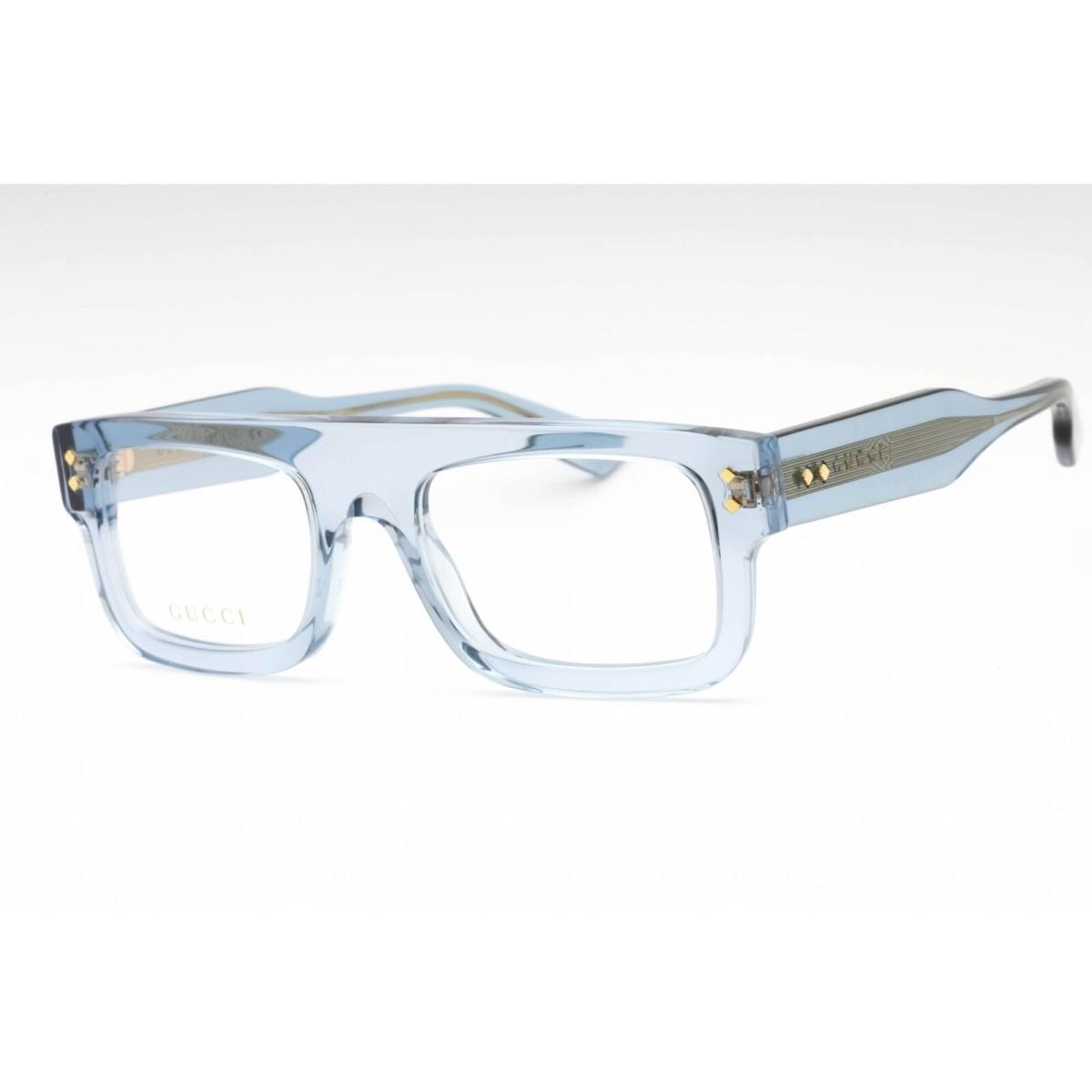 Gucci Men`s Eyeglasses Azure Plastic Rectangular Frame Clear Lens GG1085O 004