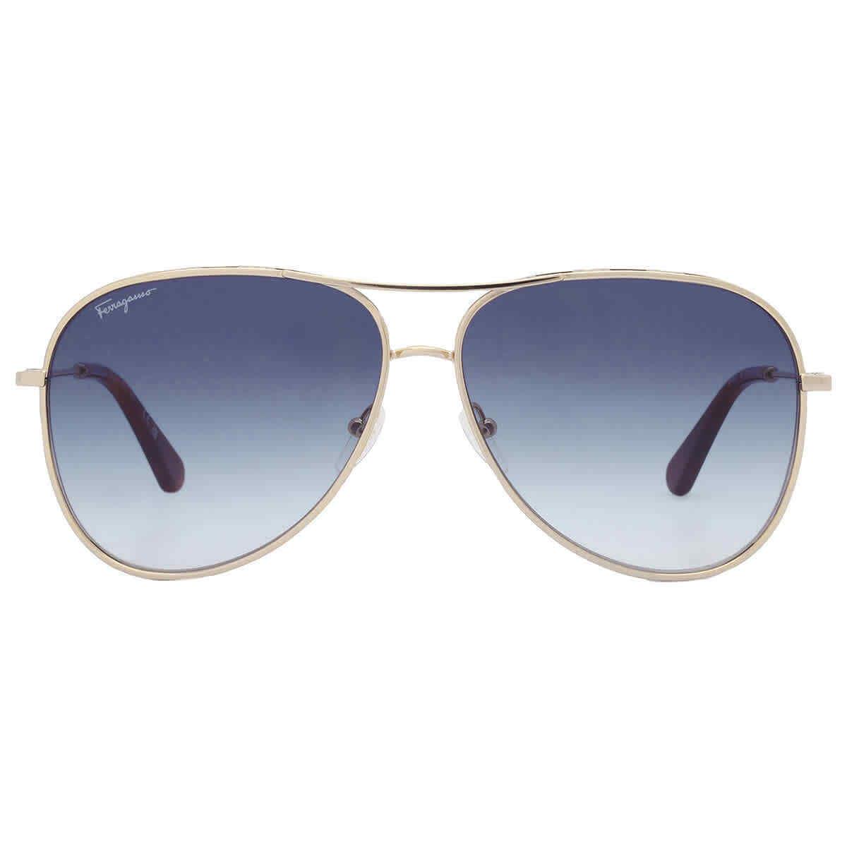 Salvatore Ferragamo Blue Gradient Pilot Ladies Sunglasses SF268S 792 62