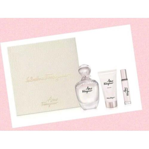 Amo Ferragamo by Salvatore Ferragamo 3 Piece Set 3.4 Edp+ 1.7 Lotion+ Mini