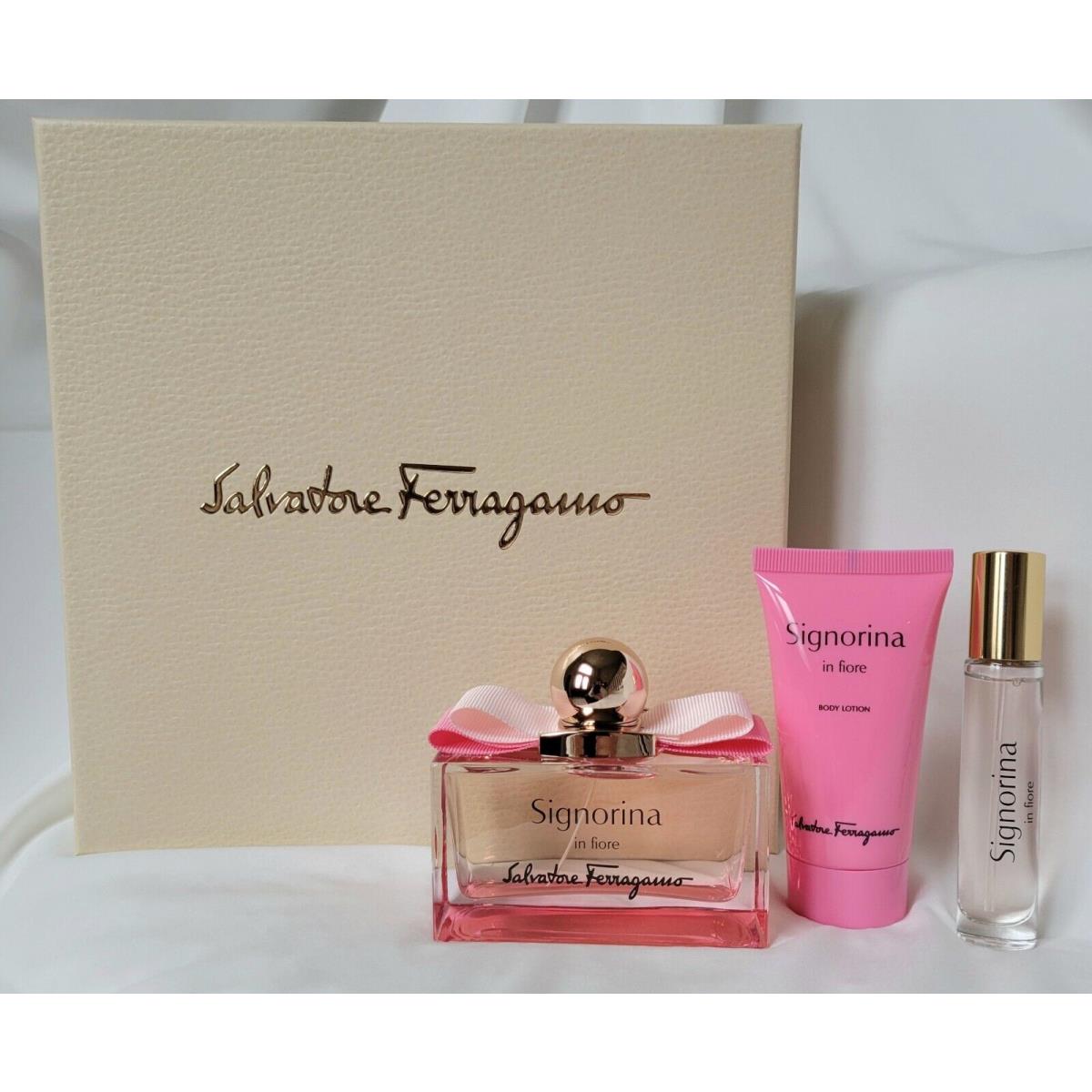 Salvatore Ferragamo Signorina in Fiore 3 pc Gift Set For Women Edt 3.4 oz