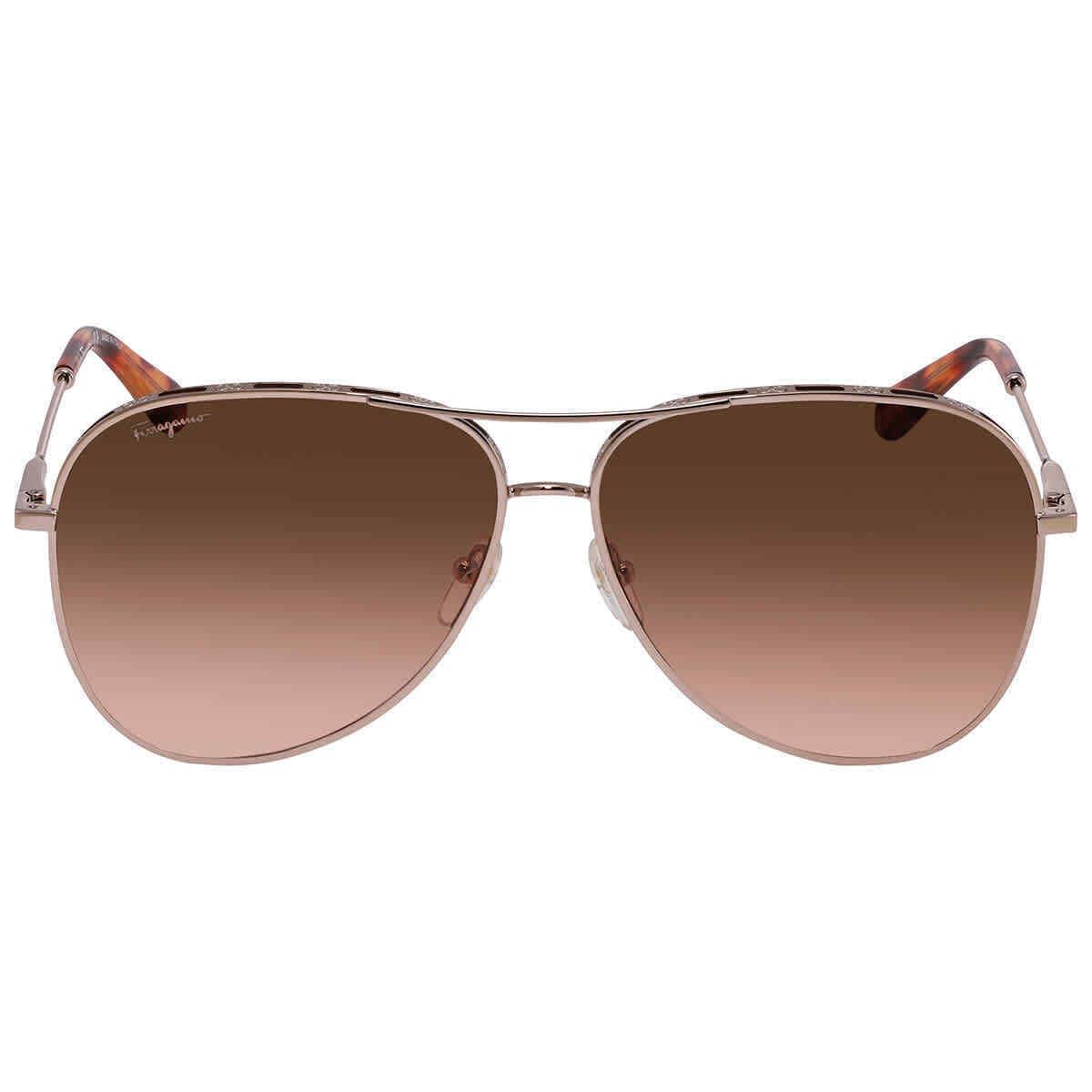 Salvatore Ferragamo Brown Gradient Pilot Ladies Sunglasses SF268S 795 62
