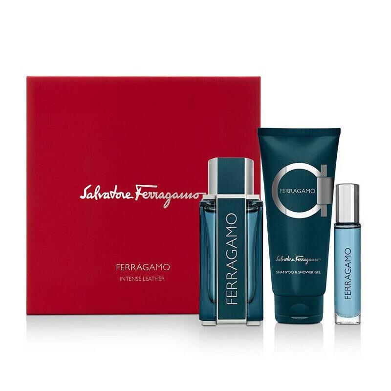 Salvatore Ferragamo Intense Leather 3pc Set 3.4 oz 10 ml Edp Spray 3.4 oz SG