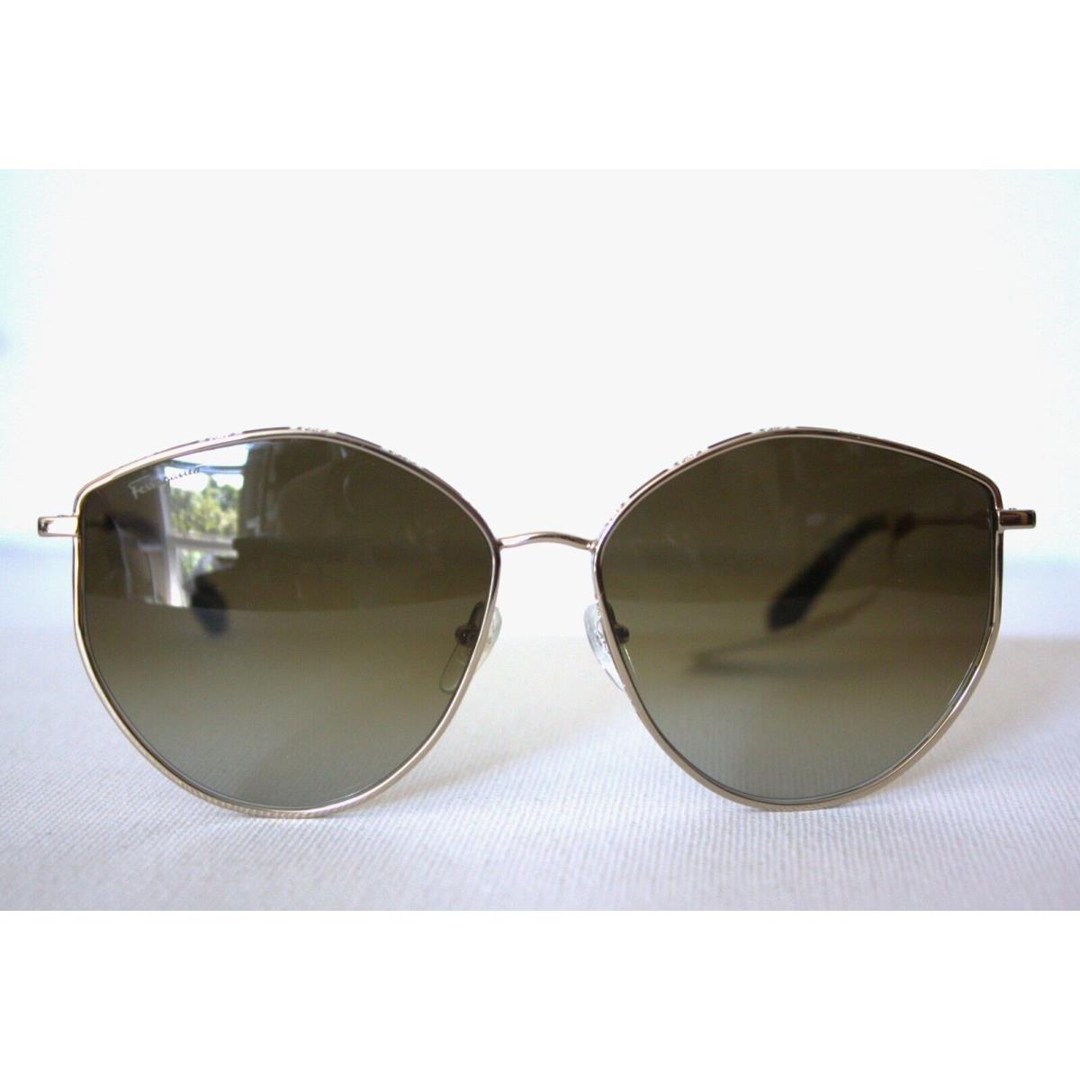 Salvatore Ferragamo Gold Frame Gradient 60mm Green Lens Sunglasses SF264S