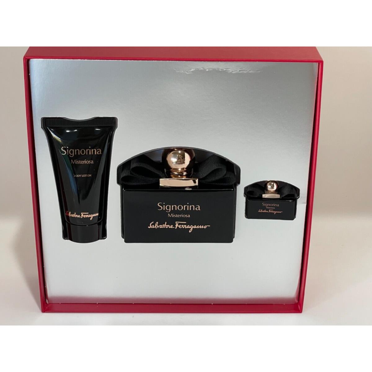 Salvatore Ferragamo Signorina Misteriosa 3pc Gift Set with 3.4+0.17oz Edp + 1.7